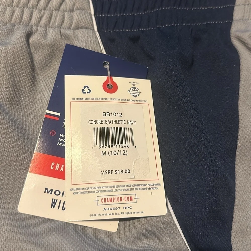 NWT  Champion Color Block Mesh Shorts Concrete/Black